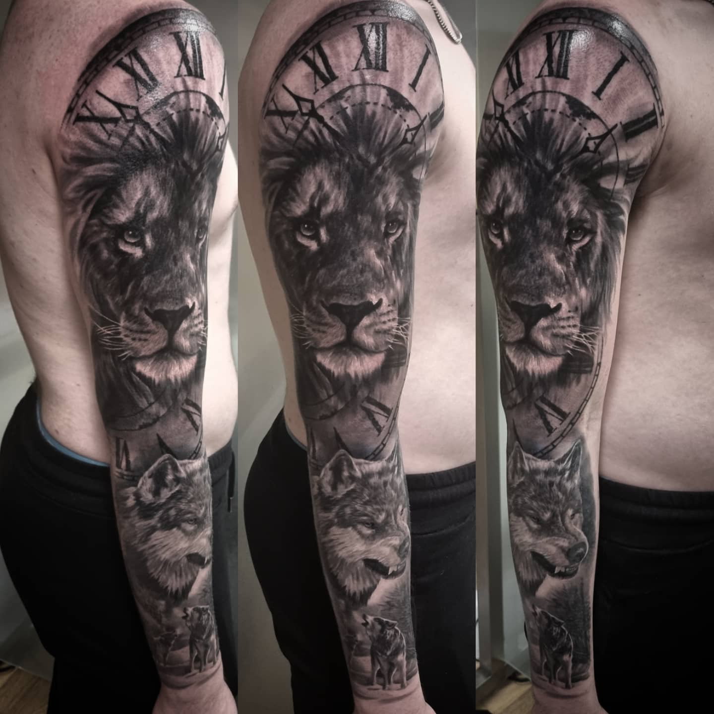 Photorealistic black and grey animal tattoo by Tomek Turlej, Studio XIII Gallery, Scotland