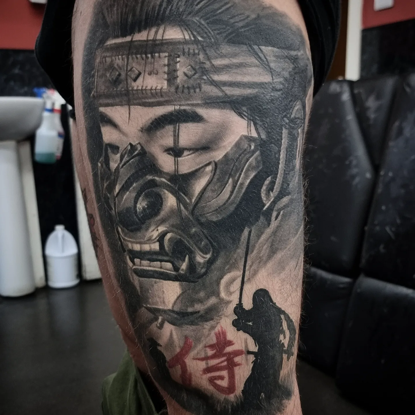 Japanese realism black and grey tattoo by Tomek Turlej, Studio XIII Gallery, Scotland