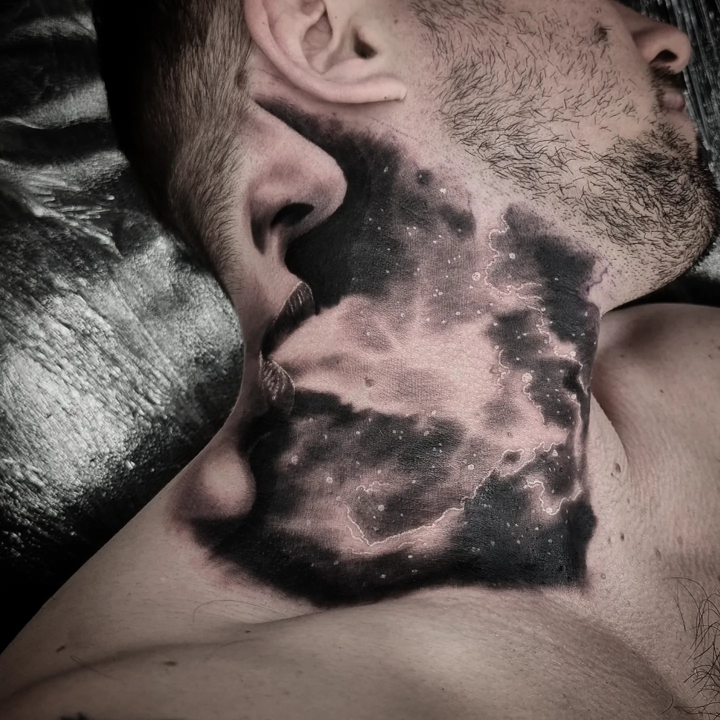 Photorealistic black and grey portrait tattoo by Tomek Turlej, Studio XIII Gallery, Scotland