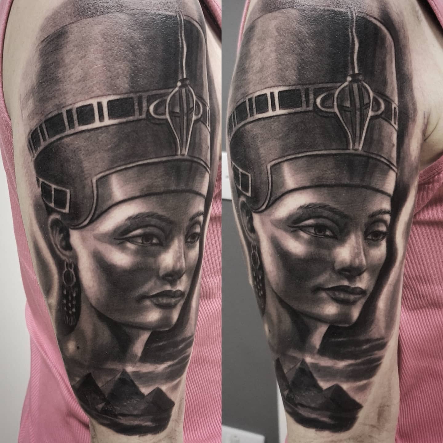 Realistic black and grey portrait tattoo healed, by Tomek Turlej at Studio XIII Gallery Edinburgh